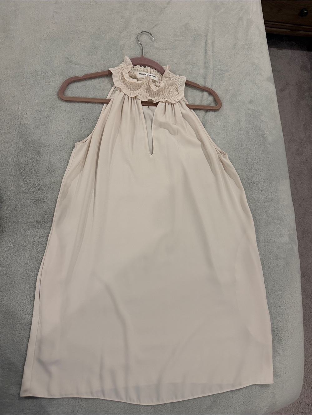 Amanda Uprichard Sleeveless Ruffle-Neck Shell Top - Cream